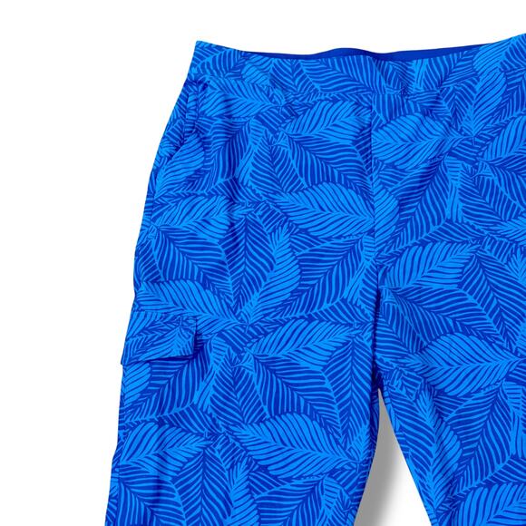 Soft Surroundings Size XL Go Lively Blue Palm Leaf Cargo Jogger Pull-On Pants - Picture 3 of 5